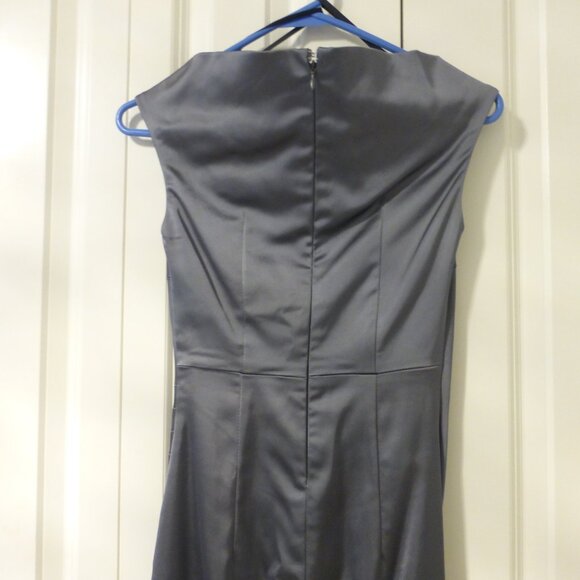 NWT LE CHATEAU gunmetal gray satin sleeveless midi dress - Picture 8 of 10